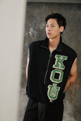 KAPITAL 30/- Fleece Kountry Half-Zip Vest Black 日本工藝品牌 學院風復古半拉鏈棉質背心