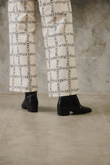 Vintage Black Leather Side-Zip Ankle Boots 黑色全皮革側拉鍊金屬圓扣高跟短靴