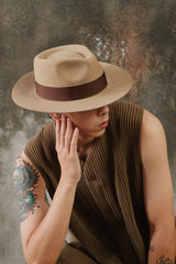 Brixton Messer Fedora Wool Felt Hat - Tan 美國加州品牌 羊毛氈寬檐紳士帽淺棕色