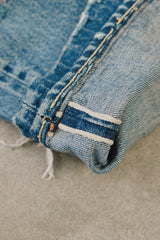 1966-1968 Levi's 501 Big E "Transitional" V-Stitch Single-Stitched Jeans with Grunge Patchwork 李維斯 大E 過渡期 油漬搖滾風格拼接牛仔褲