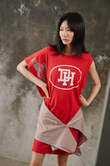 Vintage Asymmetric Single-Sleeve Longline Graphic Dress Top 古著單邊無袖長版重組洋裝上衣