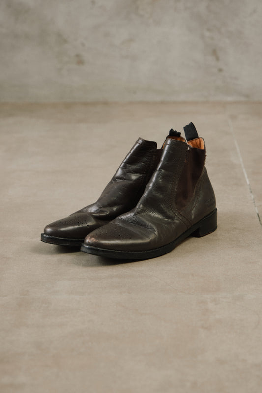 Melvin & Hamilton Brown Leather Brogue Chelsea Boots 德國鞋履品牌 棕色皮革雕花切爾西靴