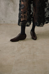 RR Italy Vintage Dark Brown Lizard-Effect Loafers 義大利製 RR 復古深棕蜥蜴壓紋尖頭皮鞋