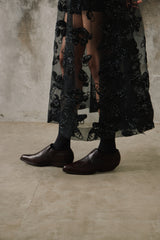 RR Italy Vintage Dark Brown Lizard-Effect Loafers 義大利製 RR 復古深棕蜥蜴壓紋尖頭皮鞋