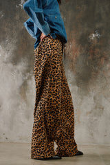 Kapital Cotton Herringbone Leopard Print Easy Baggy Pants 豹紋粗斜紋棉質立體剪裁闊腿褲