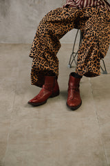 Vintage Tan Leather Side-Zip Buckle Boots 復古棕橘真皮側拉鍊帶扣短靴