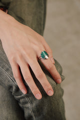 Vintage Sea Shell Malachite Sterling Silver 925 Ring 復古海洋扇貝孔雀石純銀戒