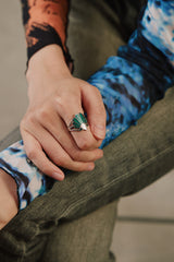 Vintage Sea Shell Malachite Sterling Silver 925 Ring 復古海洋扇貝孔雀石純銀戒