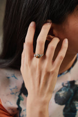Retro Tiger's Eye Crescent Sterling Silver 925 Ring 民族風天然虎眼石純銀雕戒