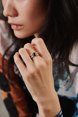 Retro Twisted Rope Hematite Sterling Silver 925 Ring 復古巴洛克黑石純銀寬版戒