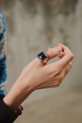 Vintage Navy Fouled Anchor Blue Glass Sterling Silver 925 Ring 復古海軍風纏錨藍琉璃純銀戒