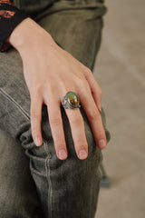 Vintage Southwestern Turquoise Heart Accent Sterling Silver 925 Ring 復古西南印第安天然綠松石純銀戒