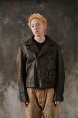 2000s Polo Ralph Lauren Vintage Heavyweight D-Pocket Cowhide Leather 古著重磅牛皮地圖口袋機車夾克 羊毛格紋內襯
