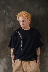 Stussy x NEXUS7- "Multiple Technix" Skull & Crossbones Tee 聯名款 螢光骷髏塗鴉短T