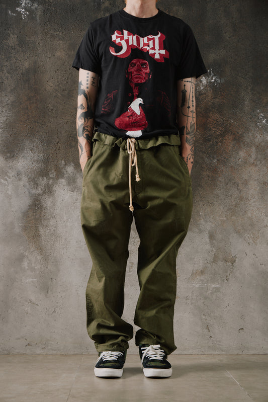 2003s Y's Yohji Yamamoto Military Drawstring Trousers YJ-P29-045 山本耀司 軍綠粗麻抽繩野戰長褲