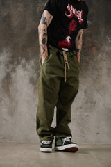 2003s Y's Yohji Yamamoto Military Drawstring Trousers YJ-P29-045 山本耀司 軍綠粗麻抽繩野戰長褲