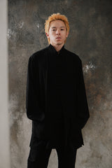 Ground Y Yohji Yamamoto CREPE DE CHINE SHAKA BUTTON STAND COLLAR SHIRT 山本耀司副線 三醋酸縐絲中式立領襯衫外套