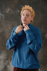 Polo Ralph Lauren Cotton Pique Quarter-Zip Sweater Blue 棉質半拉鍊立領針織衫