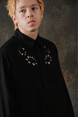 Ground Y Yohji Yamamoto Asymmetric Cutwork Embroidery Light Twill Shirt 山本耀司 不對稱鏤空花卉刺繡輕量斜紋布長版襯衫