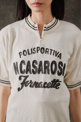 Vintage Style Off-White Graphic Half-Zip Cycling Jersey Top