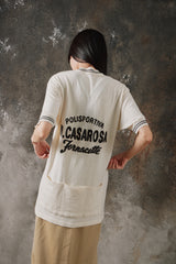 Vintage Style Off-White Graphic Half-Zip Cycling Jersey Top