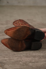 Dan Post Men's DP 2128 J Two-Tone Leather Western Cowboy Boots雙色拼接火焰貼皮尖頭刺繡西部靴墨西哥製
