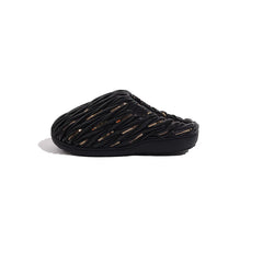 SUBU ANQUET BLACK warm water-repellent leather slippers ripple black gold