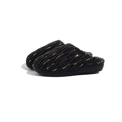 SUBU ANQUET BLACK warm water-repellent leather slippers ripple black gold