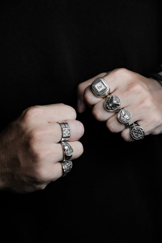 925 Sterling Double Engraved Geometric Ring