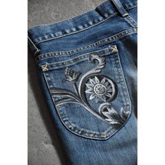 Lee Vintage Hand Painted Denim Jeans Baroque Style Vintage Hand Painted Baroque Style Virgin Jeans Made in Japan