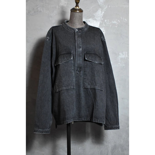 YSTRDYのTMRRW 19A/Wジーンズパシフィズムプルオーバーシャツ日本のデザイナーブランドSuzuya Kannoウォッシュドデニムプルオーバーシャツ