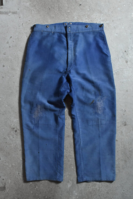 1930's~40's “Le Mont St Michel” French Vintage Moleskin Buckle Work Trousers