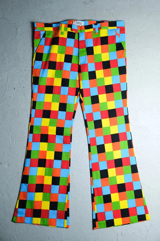70’s Vintage Hippie Check Bell Bottom Pants