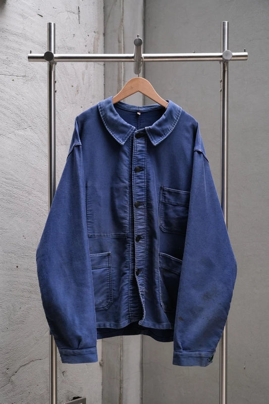 Adolphe Lafont French Vintage Blue Moleskin Work Jacket 法國古著藍色鼴鼠皮工裝外套