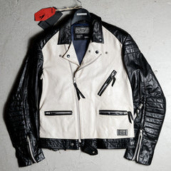 ネイバーフッド 08F/W ゴートレザー ブリッツ ジャケット 滝沢伸介の初期のシープスキン ツートン ナイト レザー ジャケット 日本製