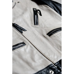 ネイバーフッド 08F/W ゴートレザー ブリッツ ジャケット 滝沢伸介の初期のシープスキン ツートン ナイト レザー ジャケット 日本製