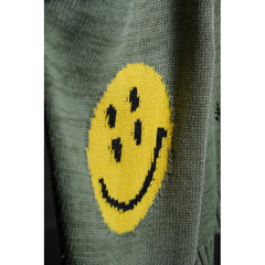 KAPITAL Smiley Patch Knit Distressed Sweatshirt Crewneck Smiley Patch Knit Distressed Sweatshirt Crewneck