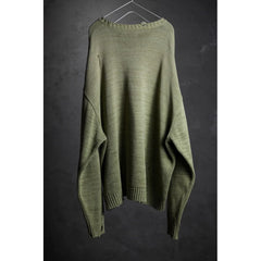 KAPITAL Smiley Patch Knit Distressed Sweatshirt Crewneck Smiley Patch Knit Distressed Sweatshirt Crewneck