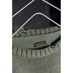 KAPITAL Smiley Patch Knit Distressed Sweatshirt Crewneck Smiley Patch Knit Distressed Sweatshirt Crewneck