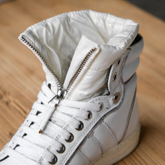 MONCLER Leather High Top Sneaker - White French boutique brand white high-top sneakers
