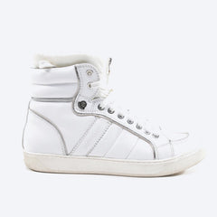 MONCLER Leather High Top Sneaker - White French boutique brand white high-top sneakers