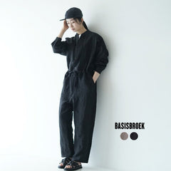 BASISBROEK 22S/S LEIDEN JUMPSUIT - BLACK ベルギー製日本人デザイナーブランドのリネンジャンプスーツ