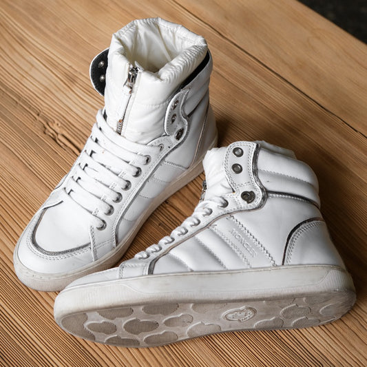 MONCLER Leather High Top Sneaker - White 法國精品品牌 白色高筒運動鞋