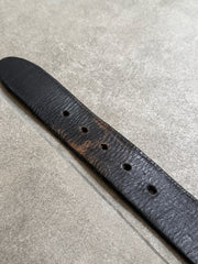 Galcia Black Studded Arabesque Belt with Brass Horseshoe Buckle 黑革黃銅馬蹄釦 手工鉚釘唐草腰帶