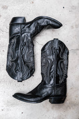 Tony Lama Black Lizard Embossed Leather Western Boots 黑色蜥蜴壓紋皮革西部靴美國製