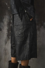 Vintge Drawstring cowhide patchwork capri pants 抽繩牛皮拼接七分褲