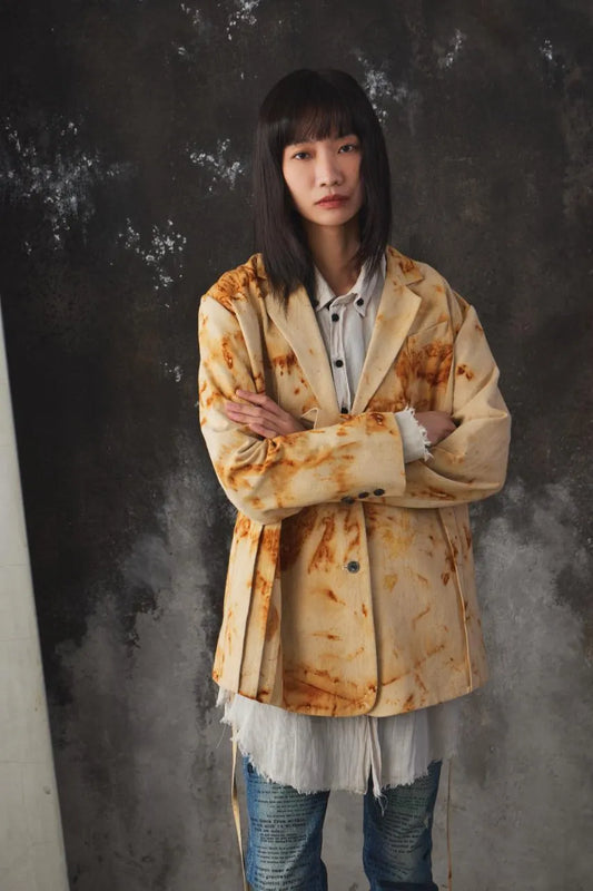 Professor.E Abstract Cut Out Blazer - Rusted Dyed