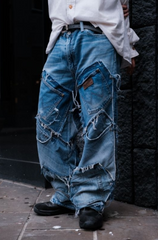 Remake Vintage Multi Pocket Patch Denim Jeans古著重製系列 多口袋拼接牛仔褲