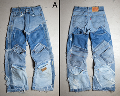 Remake Vintage Multi Pocket Patch Denim Jeans古著重製系列 多口袋拼接牛仔褲