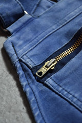 1960’s~70’s ”barbe bleue” French Vintage Moleskin Overalls 法國古著 鼴鼠皮 補丁 褪色藍染 工裝吊帶褲 法工褲